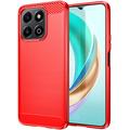 Honor X6b Geborsteld TPU Hoesje - Koolstofvezel - Rood