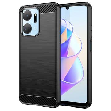 Honor X7a Geborsteld TPU Hoesje - Koolstofvezel - Zwart