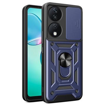 Honor X7b/90 Smart Hybride Hoesje met Roterende Ring en Cameraschild - Blauw