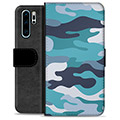 Huawei P30 Pro Premium Portemonnee Hoesje - Blauw Camouflage