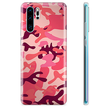 Huawei P30 Pro TPU Hoesje - Roze Camouflage