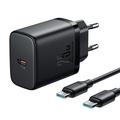 JOYROOM JR-TCF11 25W Snelle Wandoplader Set met USB-C naar USB-C 60W 1m Kabel, EU Stekker