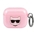 Karl Lagerfeld Glitter Choupette Head AirPods 3 TPU Case - Roze