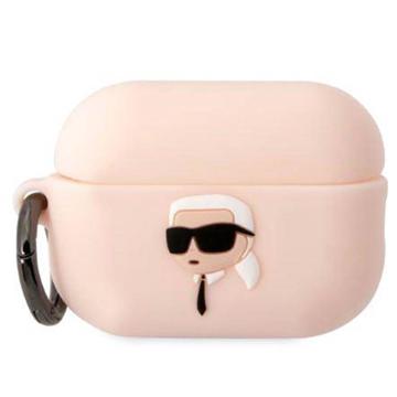 Karl Lagerfeld Karl Head 3D AirPods Pro 2 Siliconen Hoesje - Roze