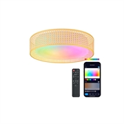 Ksix Bohemia SmartLED plafondlamp met rotan design, luidspreker en RGBIC - 46cm, 4000lm, 35W