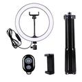 LATZZ 160cm Self Stick Statief + 26cm Ring Light Ingebouwde Telefoonclip + Bluetooth externe sluiter