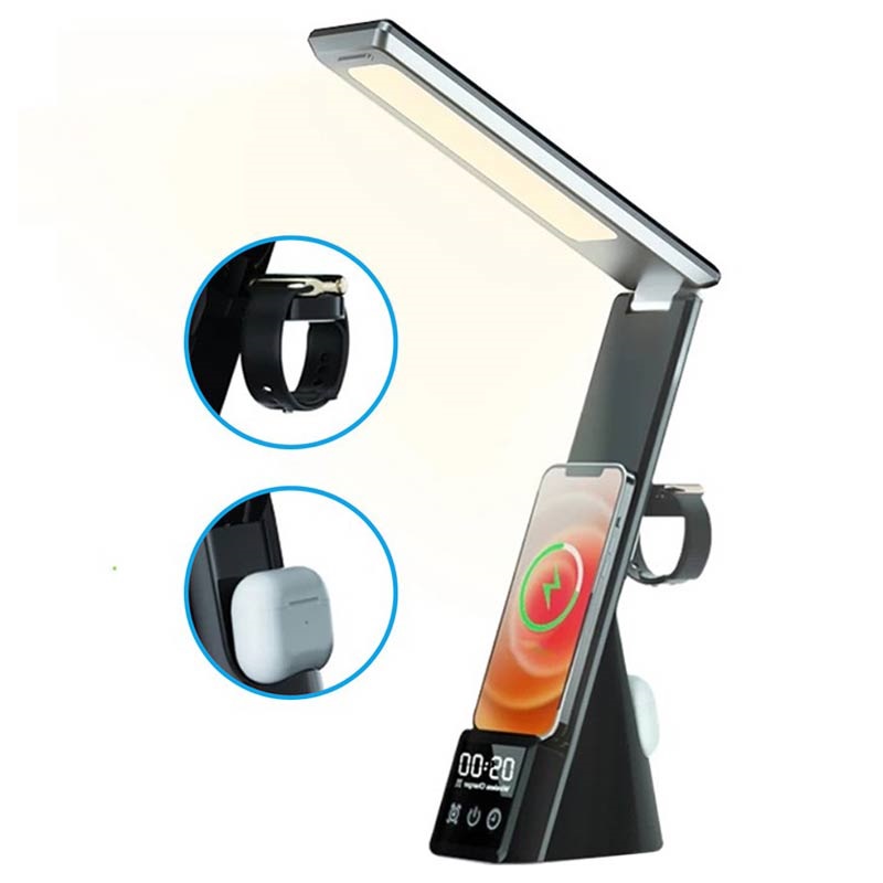 escaleren Reusachtig Uitverkoop Lamp met wekker en iPhone draadloze oplader - Zwart