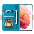 Kantpatroon Samsung Galaxy S22 5G Portemonnee Hoesje - Blauw