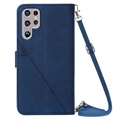 Line Series Samsung Galaxy S22 Ultra 5G Wallet Case - Blauw