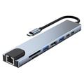 Lippa 8-in-1 87W USB-C hub - PD, 4K - Grijs