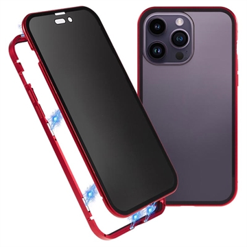 iPhone 15 Pro Magnetisch Hoesje met Privacygehard Glas - Rood