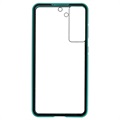 Samsung Galaxy S21 FE 5G Magnetisch Hoesje met Gehard Glas - Blauw