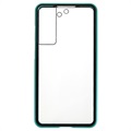 Samsung Galaxy S21 FE 5G Magnetisch Hoesje met Gehard Glas - Blauw