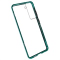 Samsung Galaxy S21 FE 5G Magnetisch Hoesje met Gehard Glas - Blauw