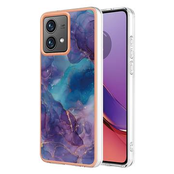 Motorola Moto G84 Marmerpatroon Gegalvaniseerd IMD TPU Hoesje - Paars