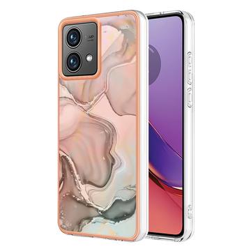 Motorola Moto G84 Marmerpatroon Gegalvaniseerd IMD TPU Hoesje - Roze