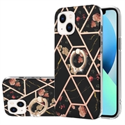 iPhone 15 Marble Pattern IMD TPU Case met Ring Houder