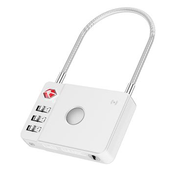 Mili HD-P16-L Staaldraad Smart Lock / Anti-Verloren iOS Tracker & Wachtwoordbeveiliging voor Bagage - Wit