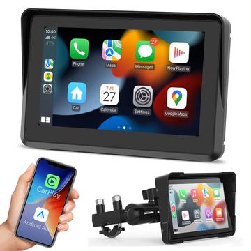 Draadloze CarPlay / Android Auto motorfiets met fietshouder - 5"