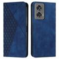 Motorola Edge 50 Fusion Ruitpatroon Portemonnee Hoesje met Magnetische Sluiting - Blauw