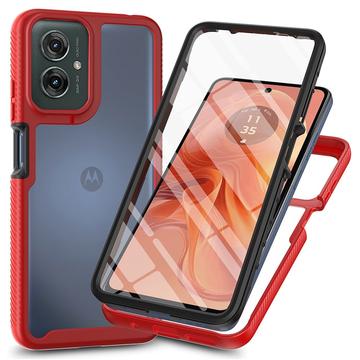 Motorola Moto G55 360 Protection Series Hoesje - Rood / Doorzichtig