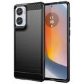 Motorola Moto G85/S50 Neo Geborsteld TPU Hoesje - Koolstofvezel - Zwart