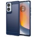 Motorola Moto G85/S50 Neo Geborsteld TPU Hoesje - Koolstofvezel - Blauw