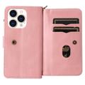 Multifunctionele serie iPhone 14 Pro Max Wallet Case - Roze