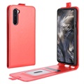 OnePlus Nord Verticale Flip Case met Kaartsleuf - Rood