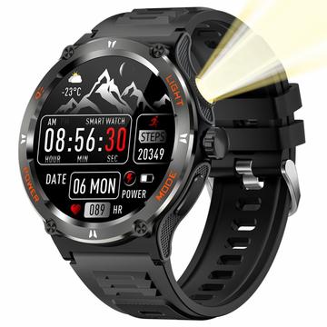 Waterdicht outdoor Smartwatch KT76 met kompas, zaklamp - 1.53"