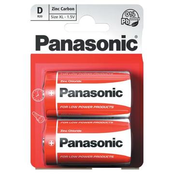 Panasonic R20/D Zink-koolstof batterijen - 2 stuks.