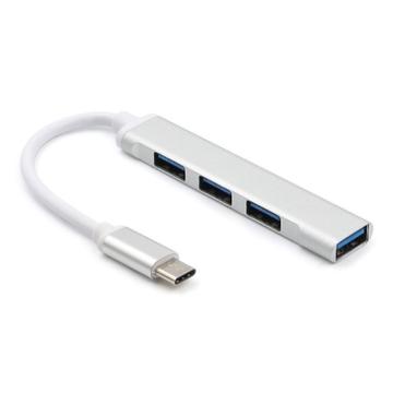 Premium USB-C Hub met 4 x USB-A-poorten - Aluminium - Zilver