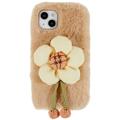 3D Plush Doll iPhone 14 TPU Hoesje - Beige / Bloem