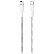 Puro Fabric Ultra-Strong USB-C / Lightning-kabel - 1,2 m, 20 W - Wit