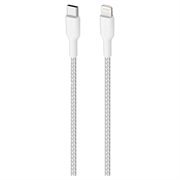 Puro Fabric Ultra-Strong USB-C / Lightning-kabel - 2m, 20W - Wit