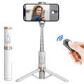 Q12 uitschuifbare selfie stick & statief met Bluetooth afstandsbediening - Wit