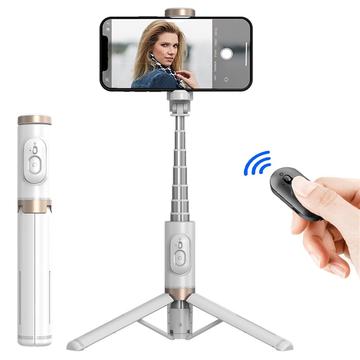 Q12 uitschuifbare selfie stick & statief met Bluetooth afstandsbediening - Wit