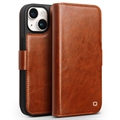 iPhone 15 Plus Qialino Classic Wallet Leren Hoesje - Lichtbruin