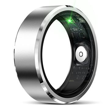 R5 Aluminiumlegering Smart ring met Oplaadhouder - Maat: 9/19mm - Zilver