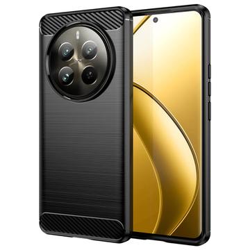 Realme 12 Pro/12 Pro+ Geborsteld TPU Hoesje - Koolstofvezel - Zwart