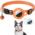 Reflecterende Halsband met AirTag Houder en Bel - Katten en Kleine Honden - Oranje