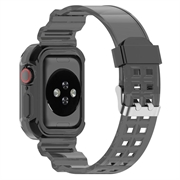 Apple Watch Series 10 Vervangende Siliconen Band met Geïntegreerd Frame - 42mm - Doorzichtig Zwart