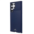 Saii Koolstofvezel Samsung Galaxy S22 Ultra 5G TPU Case - Blauw