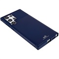 Saii Koolstofvezel Samsung Galaxy S22 Ultra 5G TPU Case - Blauw