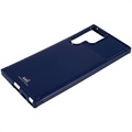 Saii Koolstofvezel Samsung Galaxy S22 Ultra 5G TPU Case - Blauw