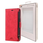 Saii Zipper Samsung Galaxy S22 5G Wallet Case - Rood