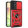 Samsung Galaxy A15 Rotary Ring Hybrid Case with Camera Shield - Rood