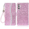 Samsung Galaxy A15 Stijlvol Glitter Portemonnee Hoesje - Roze