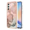 Samsung Galaxy A25 Marmerpatroon Gegalvaniseerd IMD TPU Hoesje - Roze