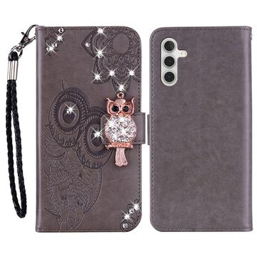 Samsung Galaxy A25 Uil Strass Portemonnee Hoesje - Grijs